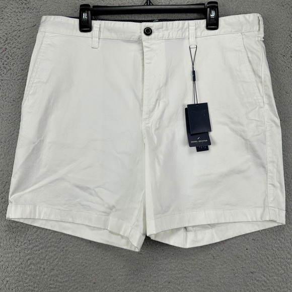 Daniel Hechter Mens Khaki Shorts 38 White Flat Front Pocket Casual Stretch NEW